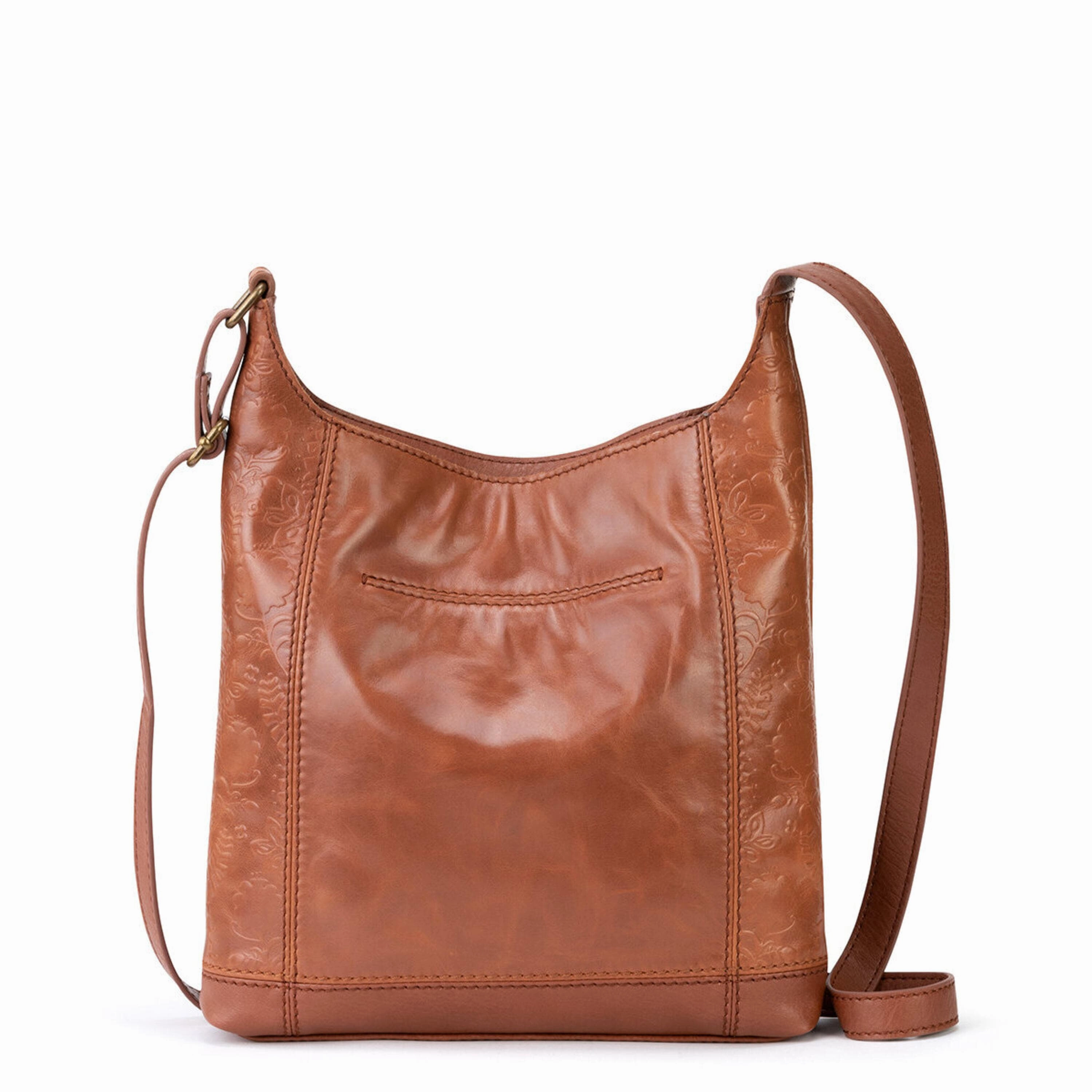 De Young Crossbody - Leather - Tobacco Floral Embossed