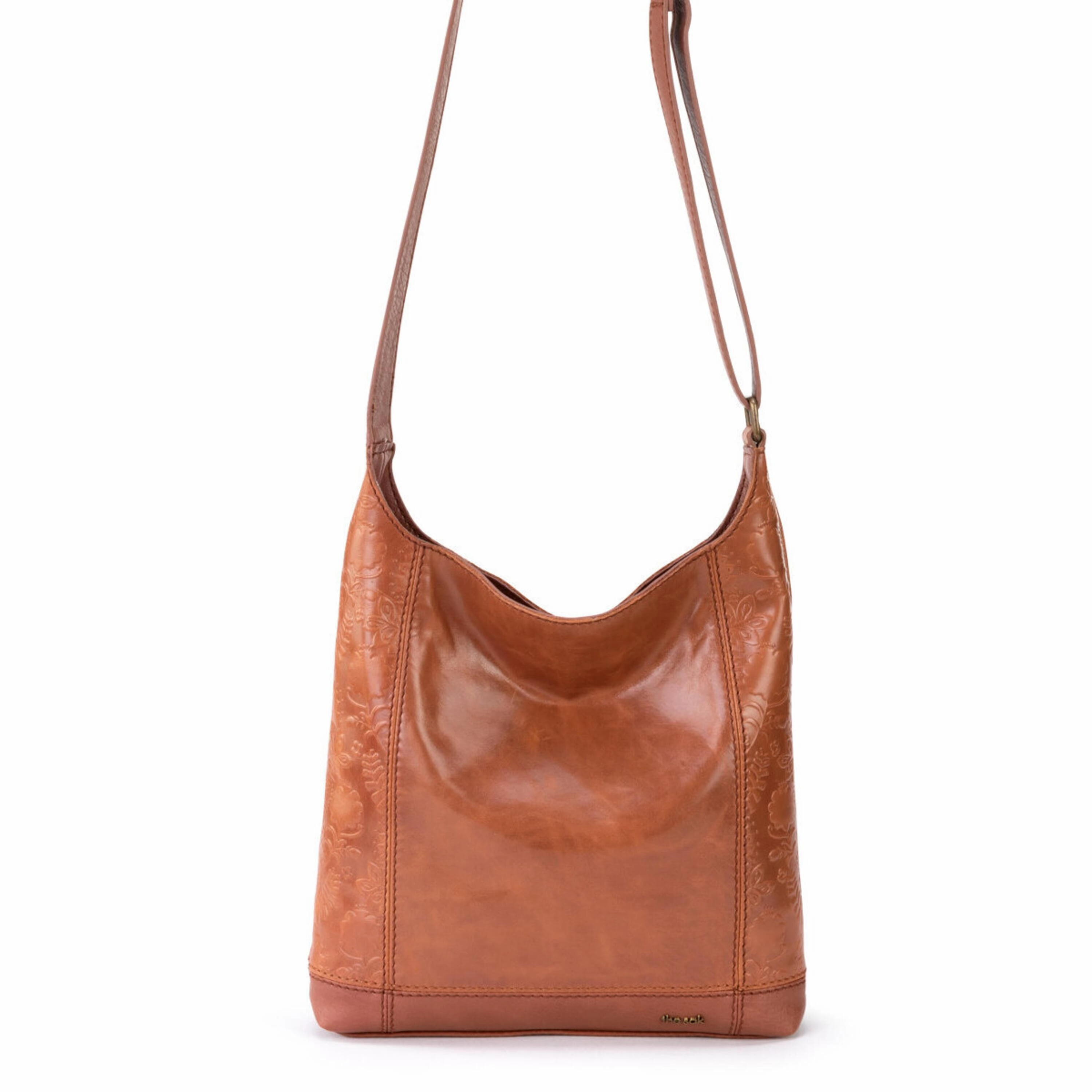 De Young Crossbody - Leather - Tobacco Floral Embossed