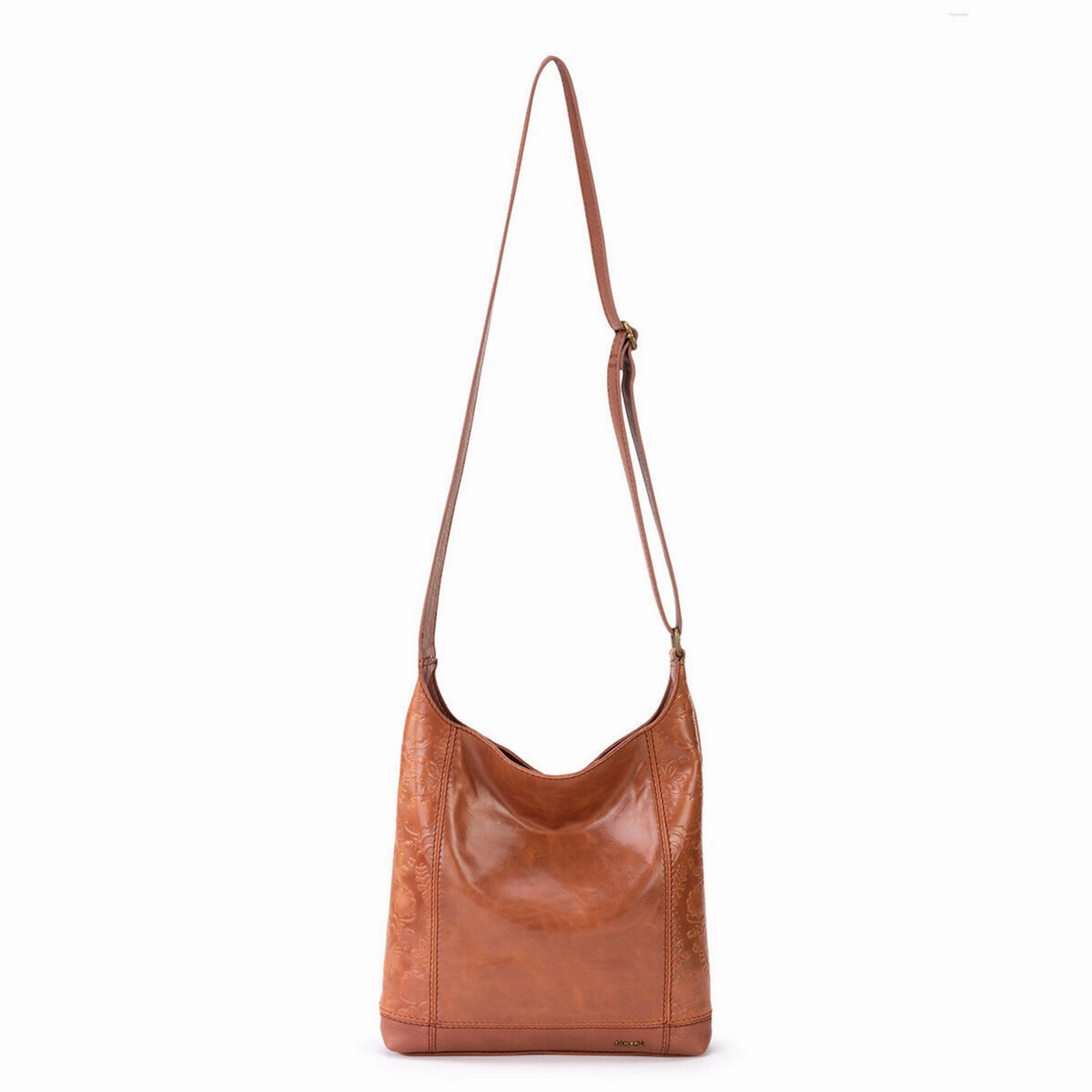 De Young Crossbody - Leather - Tobacco Floral Embossed