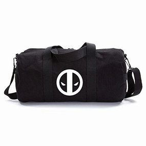 Deadpool Logo Sport Heavyweight Canvas Duffel Bag in Black & White, Large