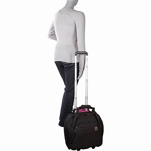 Delsey Quilted Rolling Underseat Bag For Carry-On Fits Overhead & Under Airline Seat - (Black)