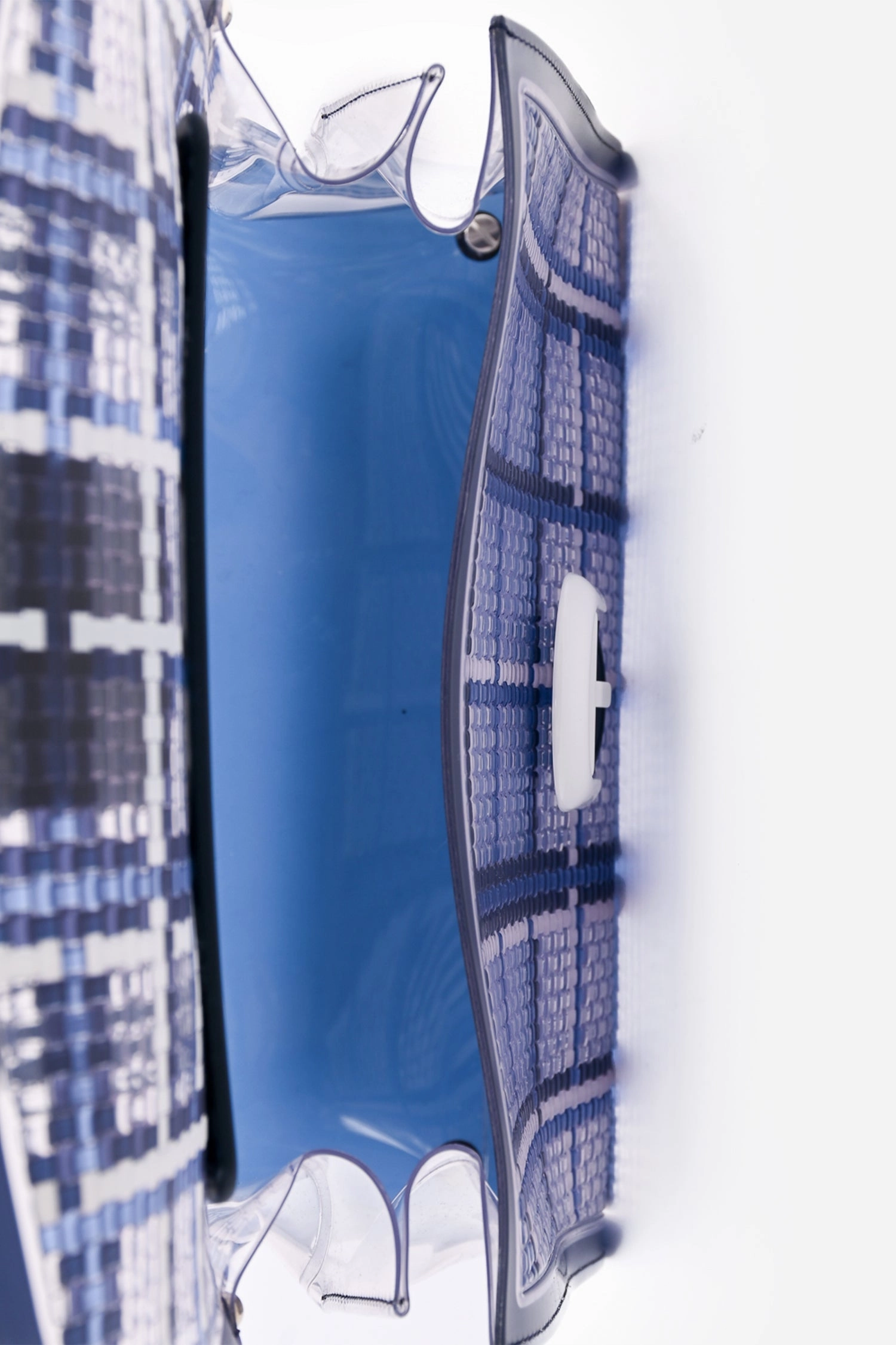 Delvaux Navy Vinyl Gingham 'Dreamer Brillant' MM Top Handle with Strap