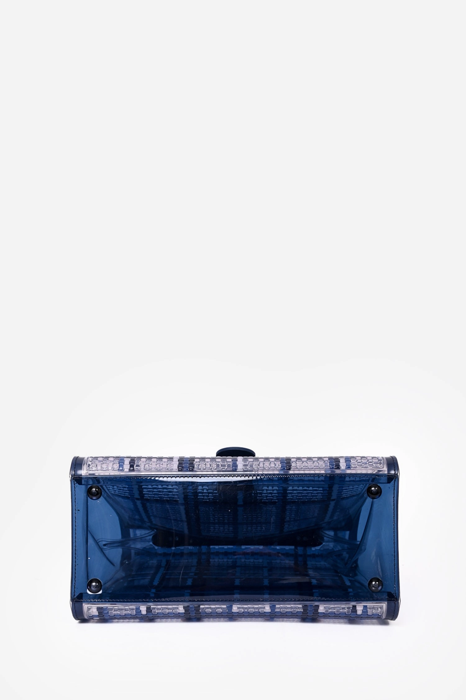 Delvaux Navy Vinyl Gingham 'Dreamer Brillant' MM Top Handle with Strap