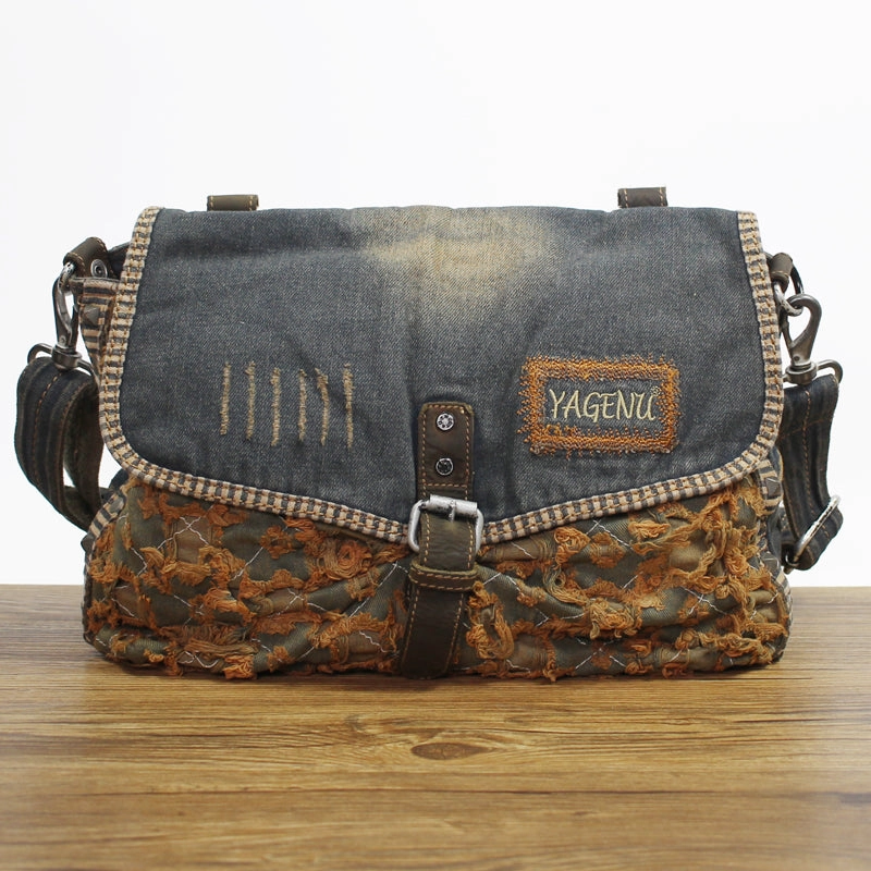 Denim Side Bag Womens Blue Denim Messenger Bags Vintage Denim Shoulder Bag For Women