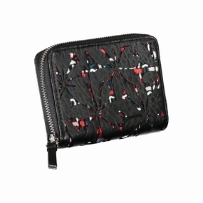Desigual Elegant Black Zip Wallet with Contrasting Women's Accents