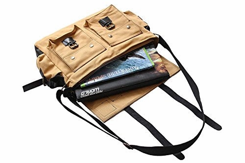 Devil Hunter 15.6" Men's Messenger Bag Vintage Canvas Leather Military Shoulder Laptop Bags