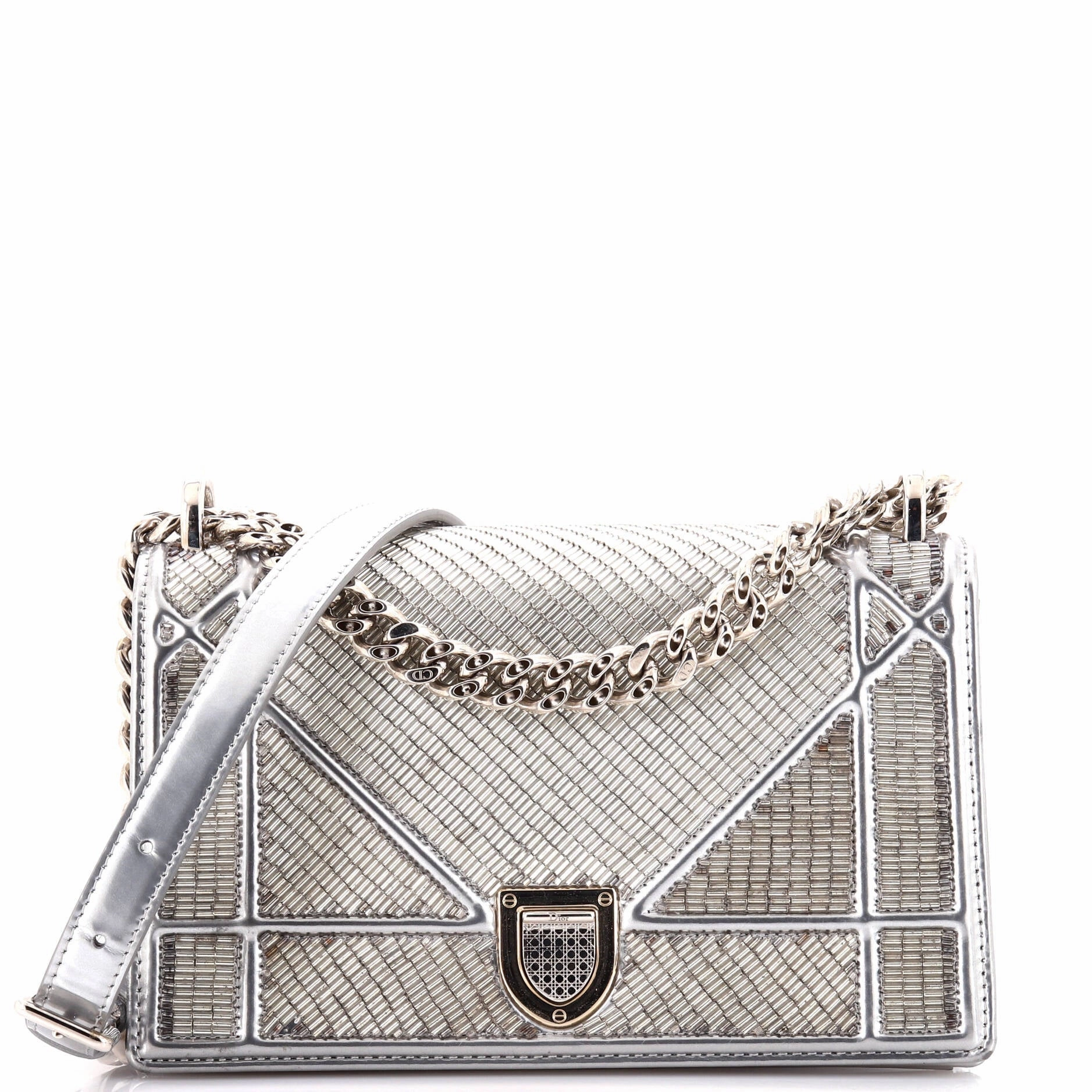 Diorama Flap Bag Beaded Leather Small