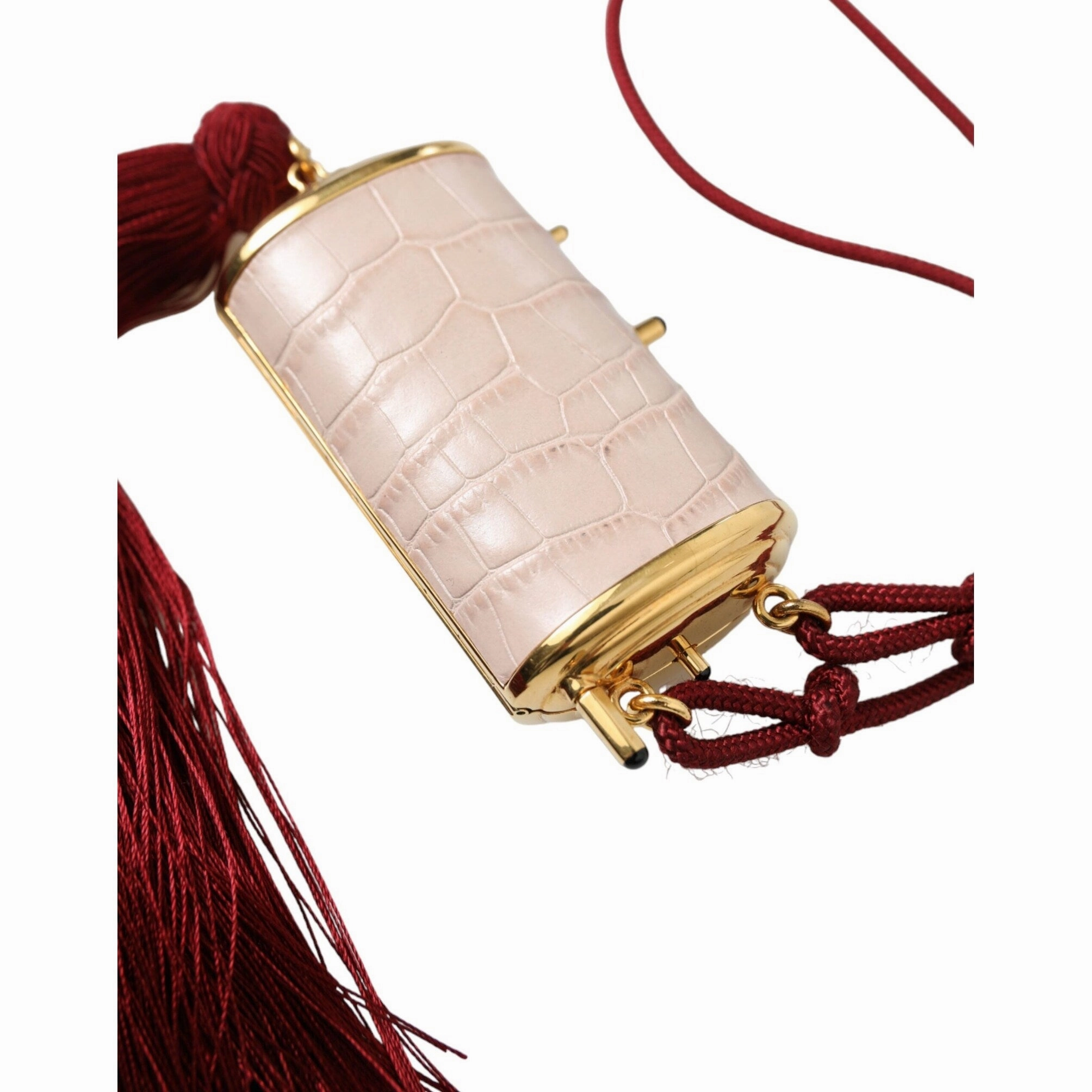 Dolce & Gabbana Exotic Pink Leather Mini Mirror Bag with Women's Tassel