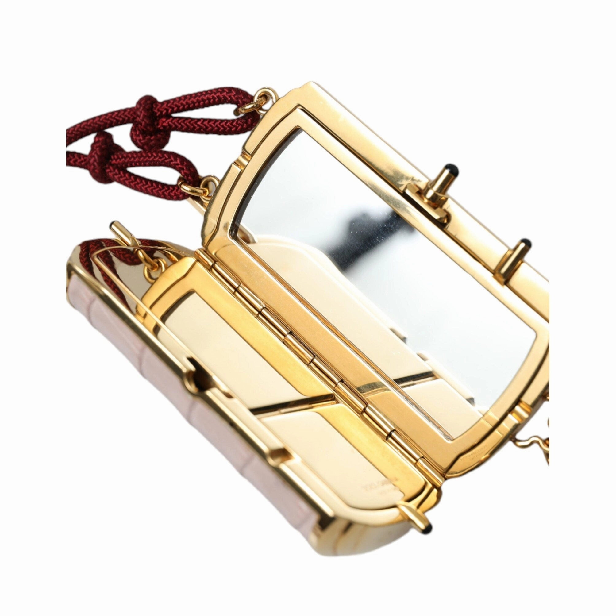 Dolce & Gabbana Exotic Pink Leather Mini Mirror Bag with Women's Tassel