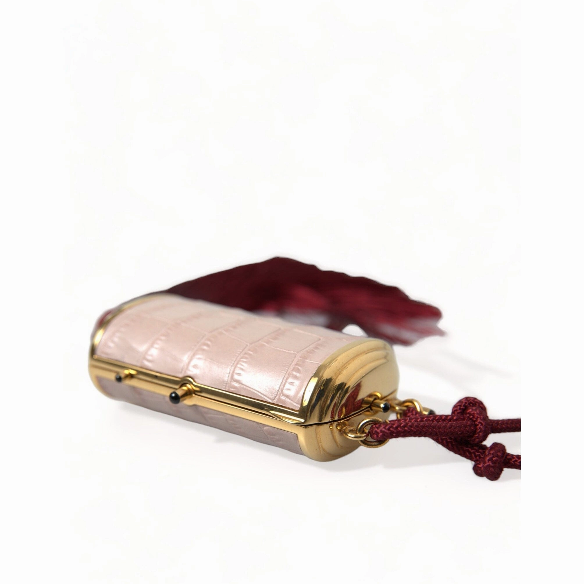 Dolce & Gabbana Exotic Pink Leather Mini Mirror Bag with Women's Tassel