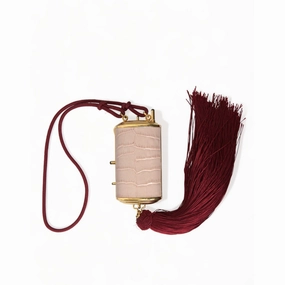 Dolce & Gabbana Exotic Pink Leather Mini Mirror Bag with Women's Tassel