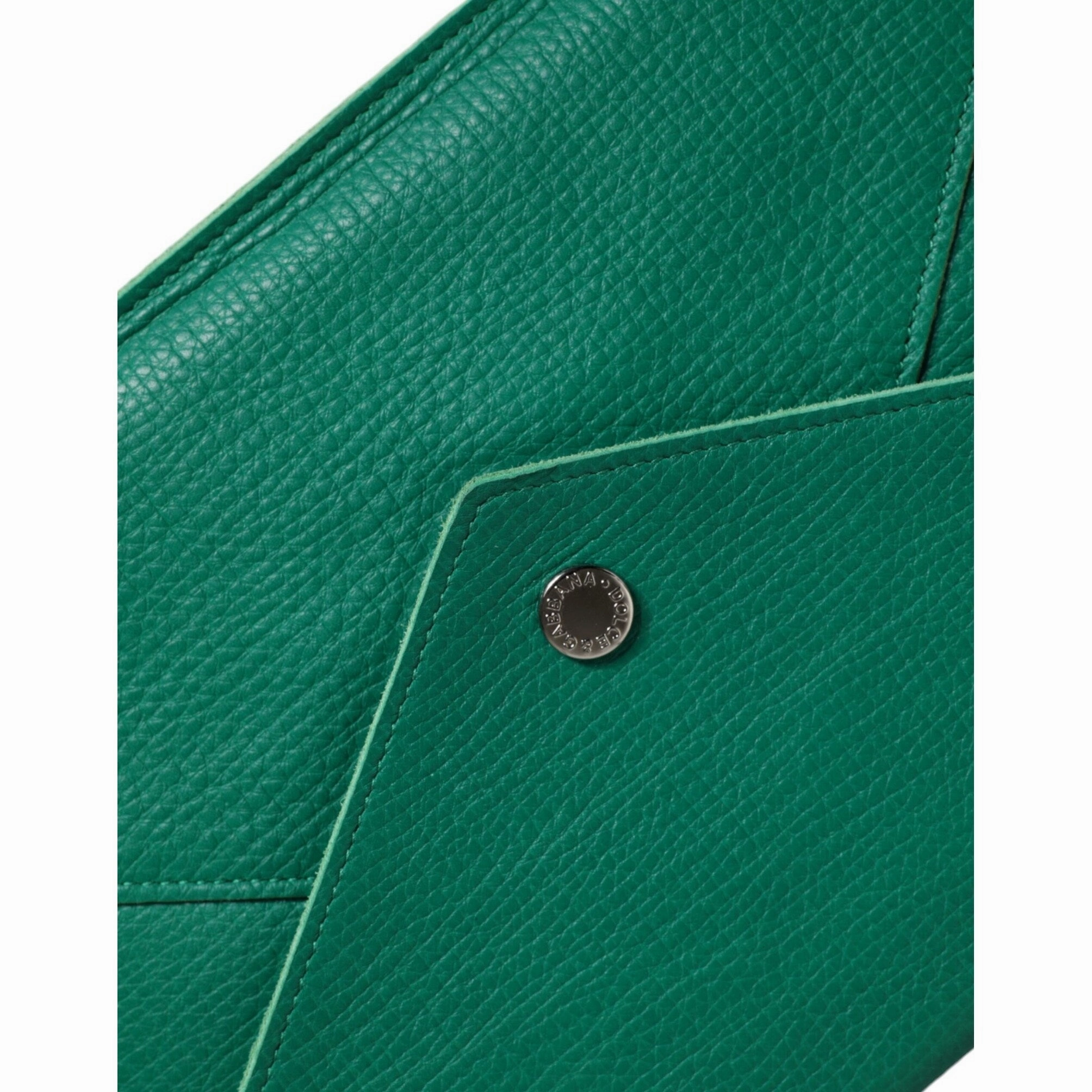 Dolce & Gabbana Green Leather Handbag Clutch Mini Purse Pouch Tablet Women's Case