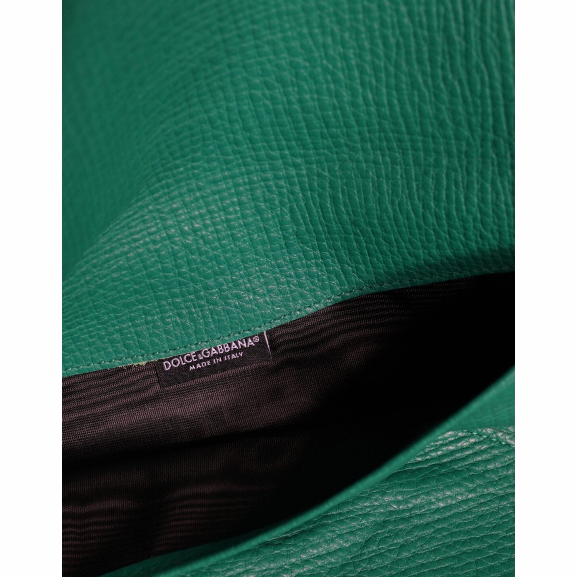 Dolce & Gabbana Green Leather Handbag Clutch Mini Purse Pouch Tablet Women's Case