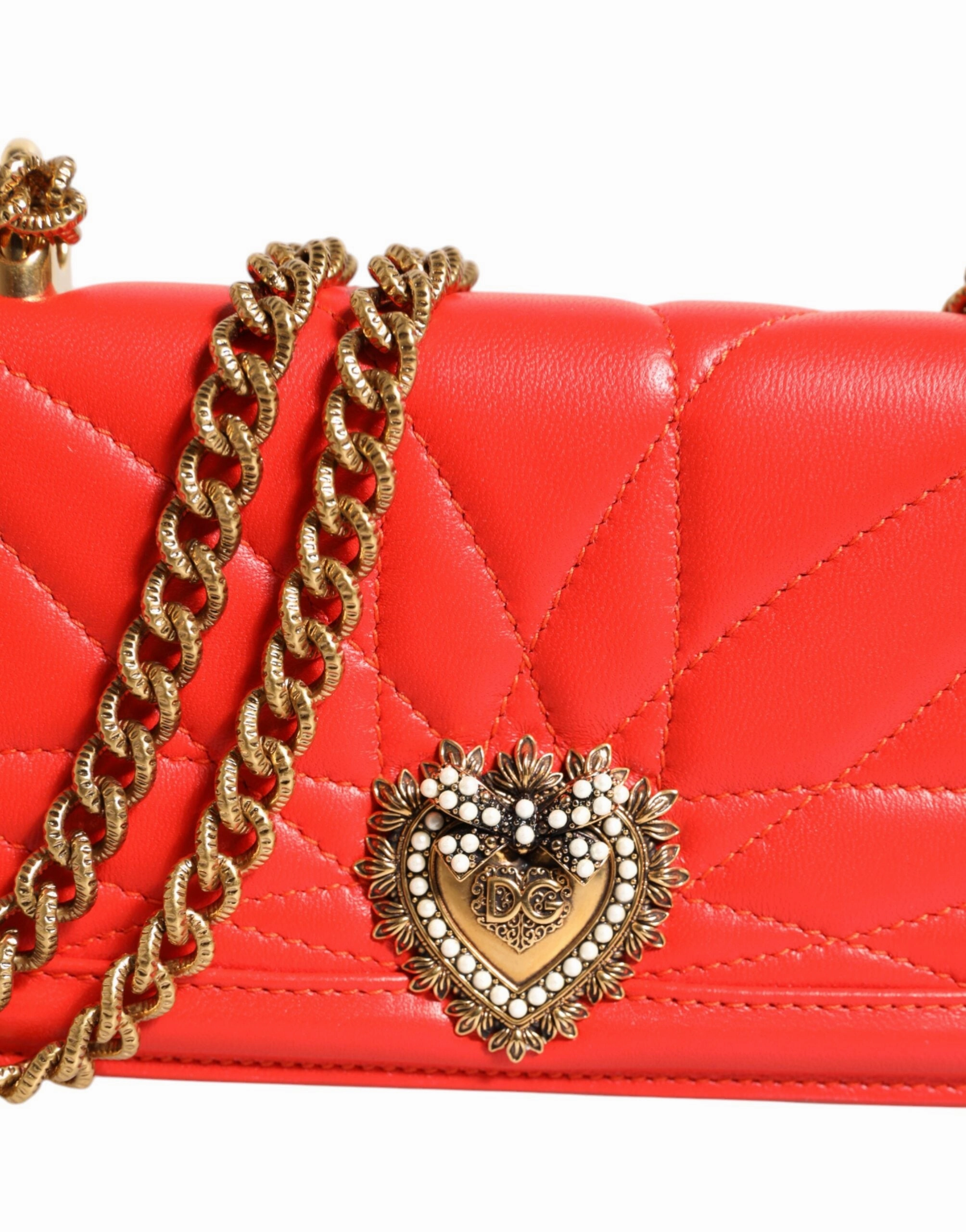 Dolce & Gabbana Leather Quilted Devotion Crossbody Phone Cover Women's Bag