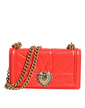 Dolce & Gabbana Leather Quilted Devotion Crossbody Phone Cover Women's Bag