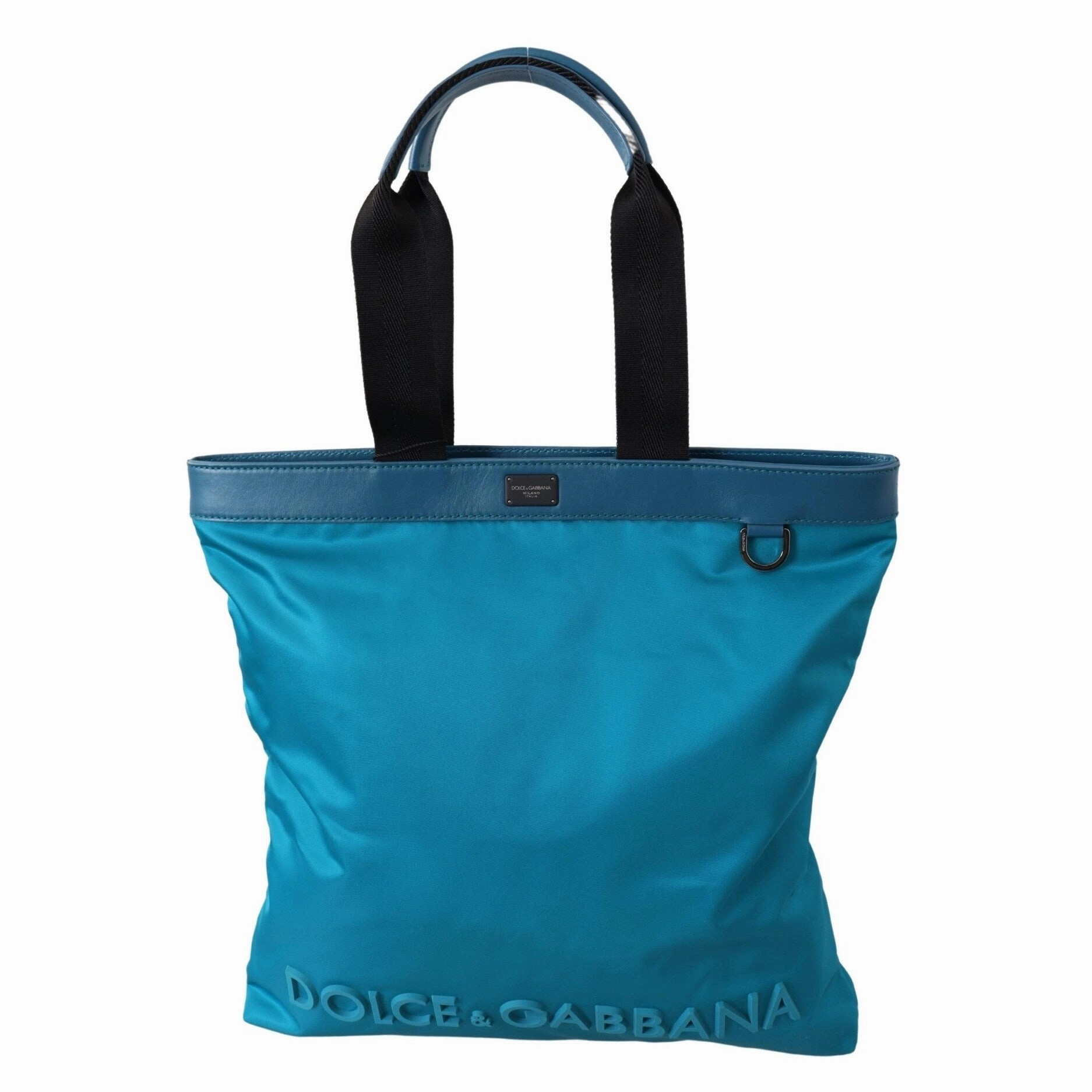 Dolce & Gabbana Sapphire Blue Nylon Tote Bag with Logo Women's Detail