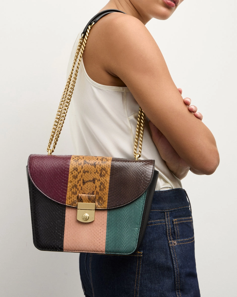 Double Link Patchwork Flap Bag