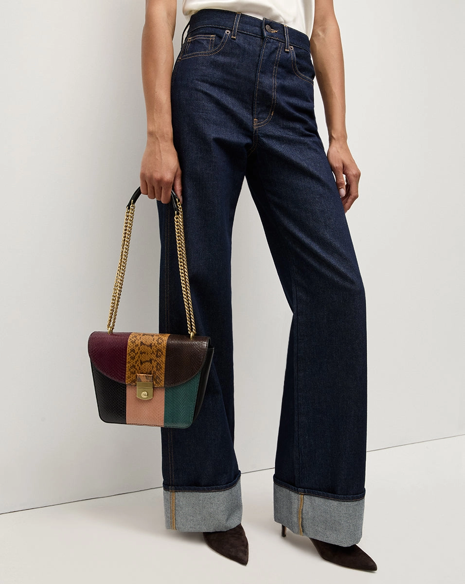Double Link Patchwork Flap Bag