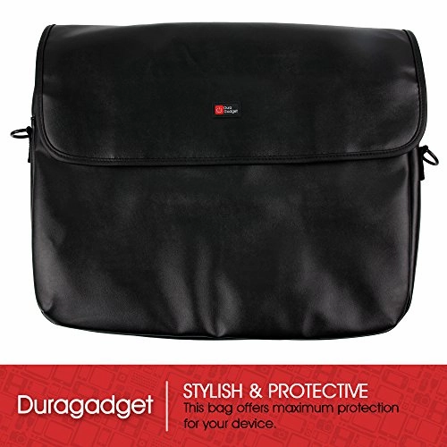 DURAGADGET Luxury PU Leather 15.6" Laptop Zip-up Carry Bag in Black - Compatible with The Lenovo