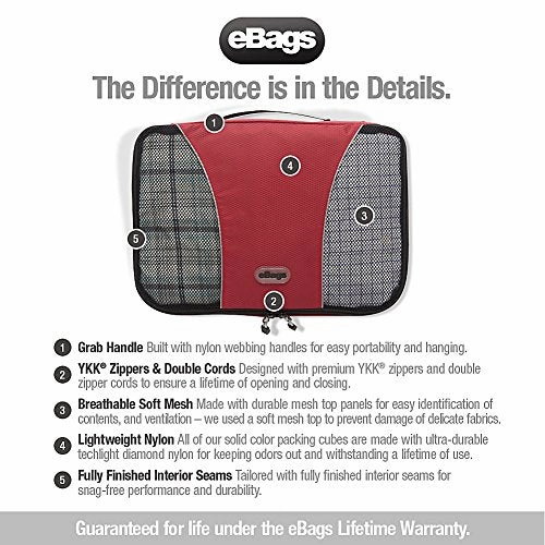 eBags Packing Cubes for Travel - 4pc Classic Plus Set - (Raspberry)