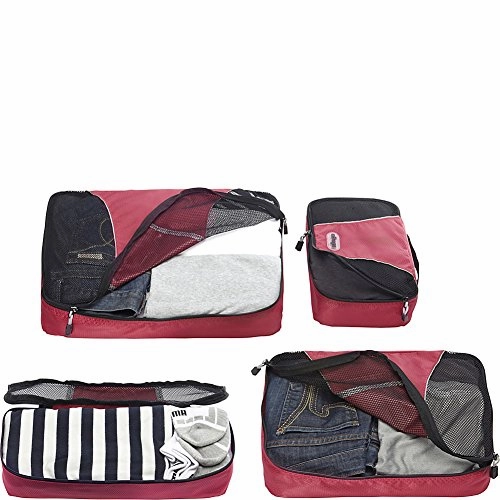 eBags Packing Cubes for Travel - 4pc Classic Plus Set - (Raspberry)