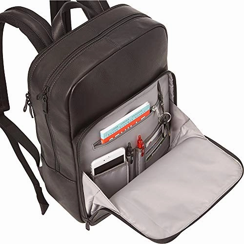 eBags Slim Colombian Leather Laptop Backpack (Black)