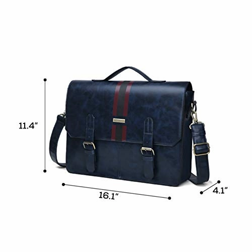 ECOSUSI Men's Briefcase PU Leather Shoulder Satchel Computer Bag with Back Pocket fits 15.6 inch