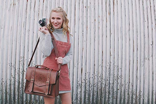 ECOSUSI Women's Briefcase Messenger Laptop Bag PU Leather Satchel Work Bags Fits 14" Laptop, Coffee