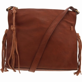 Erma Womens Tassel Leather Crossbody Handbag
