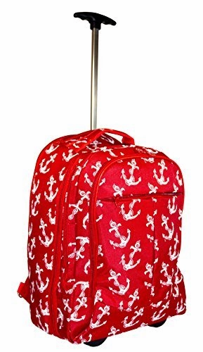 Ever Moda Anchor Wheeled Laptop Backpack (Red)