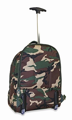 Ever Moda Camo Wheeled Laptop Backpack (Green)