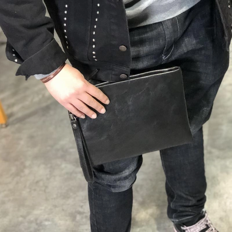 Fashion Business Black Large Leather Mens Long Wallet Wristet Wallet Clutch Wallet Hand Bag For Men
