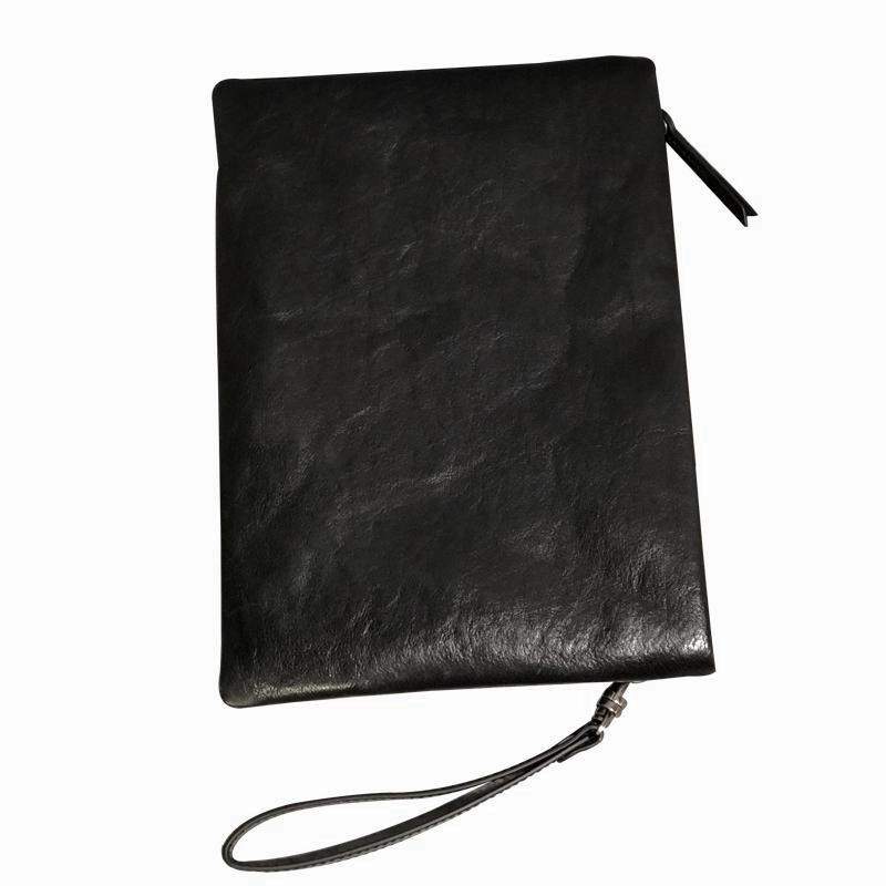 Fashion Business Black Large Leather Mens Long Wallet Wristet Wallet Clutch Wallet Hand Bag For Men