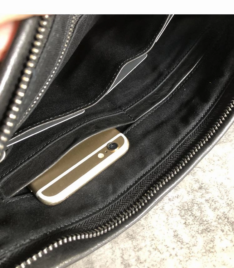 Fashion Business Black Large Leather Mens Long Wallet Wristet Wallet Clutch Wallet Hand Bag For Men