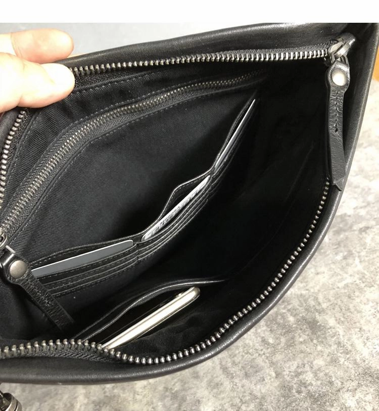Fashion Business Black Large Leather Mens Long Wallet Wristet Wallet Clutch Wallet Hand Bag For Men