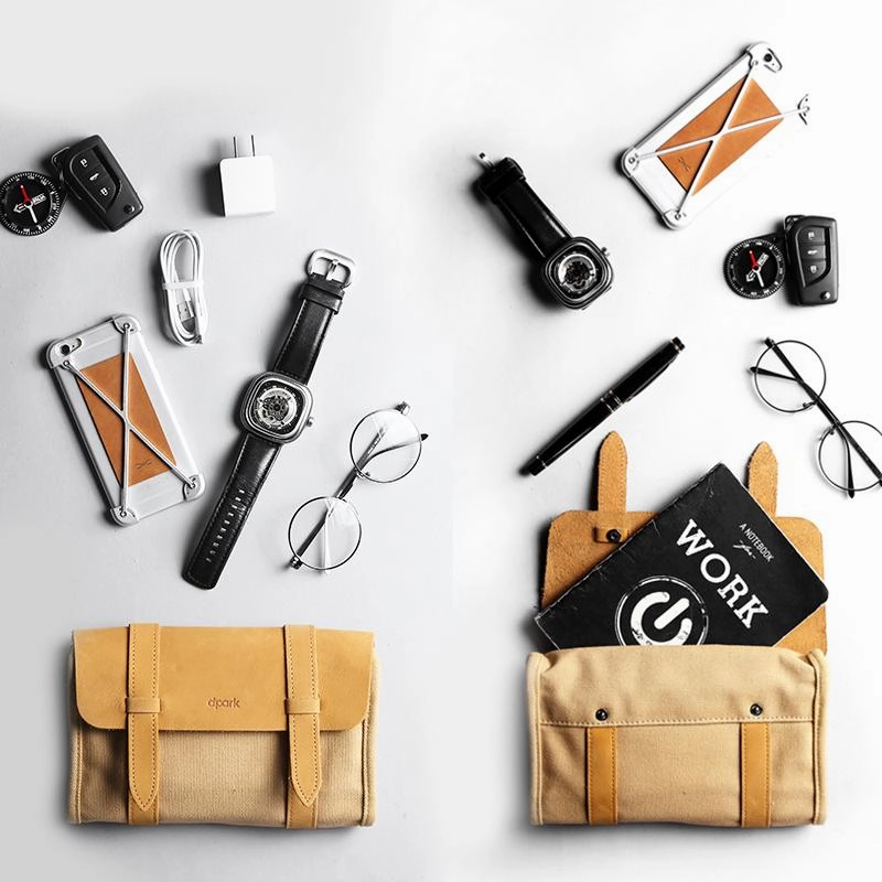 Fashion Canvas Men's Twofold Multi-Function Digital Storage Bag Mobile Phone Clutch For Men