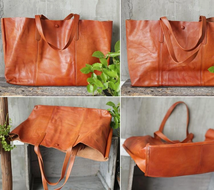 Fashion Coffee Leather Womens Large Tote Shopper Bag Soft Leather Tote Shoulder Bag