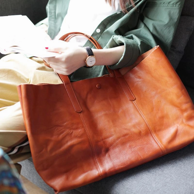 Fashion Coffee Leather Womens Large Tote Shopper Bag Soft Leather Tote Shoulder Bag