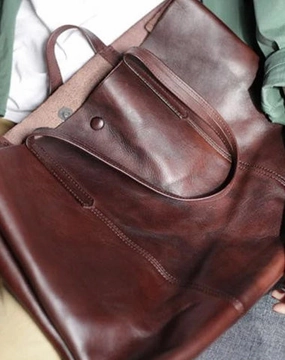 Fashion Coffee Leather Womens Large Tote Shopper Bag Soft Leather Tote Shoulder Bag