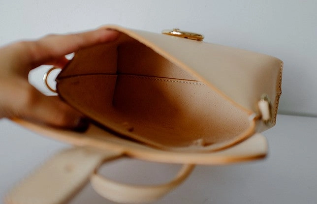 Fashion Leather Beige Womens Handbag Shoulder Bag Crossbody Purse for Women