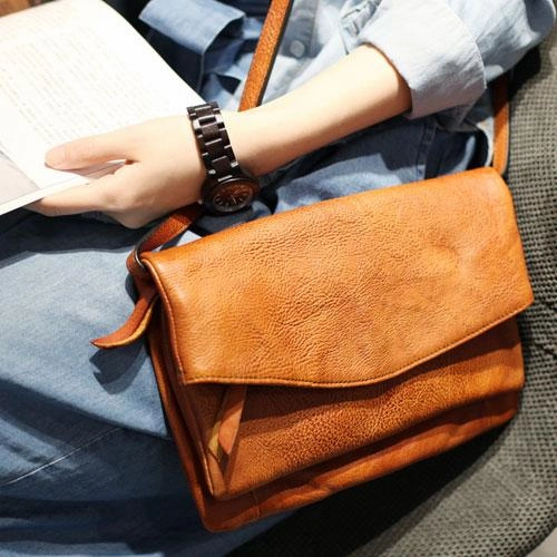 Fashion Leather Brown Women's Satchel Purse Flap Over Shoulder Bag Crossbody Bag