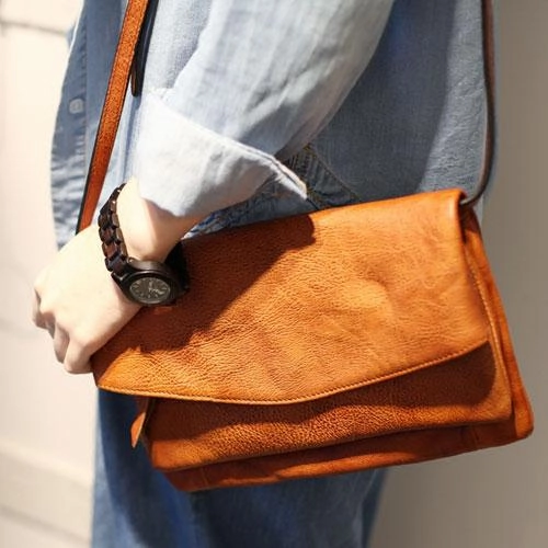 Fashion Leather Brown Women's Satchel Purse Flap Over Shoulder Bag Crossbody Bag