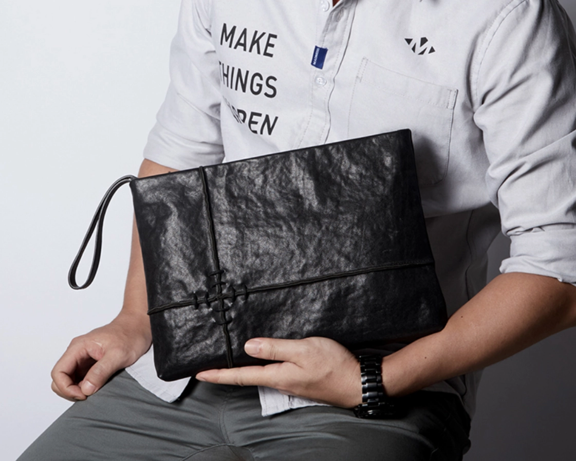 Fashion Leather Men's Black Envelope Clutch Wristlet Clutch Business Clutch For Men