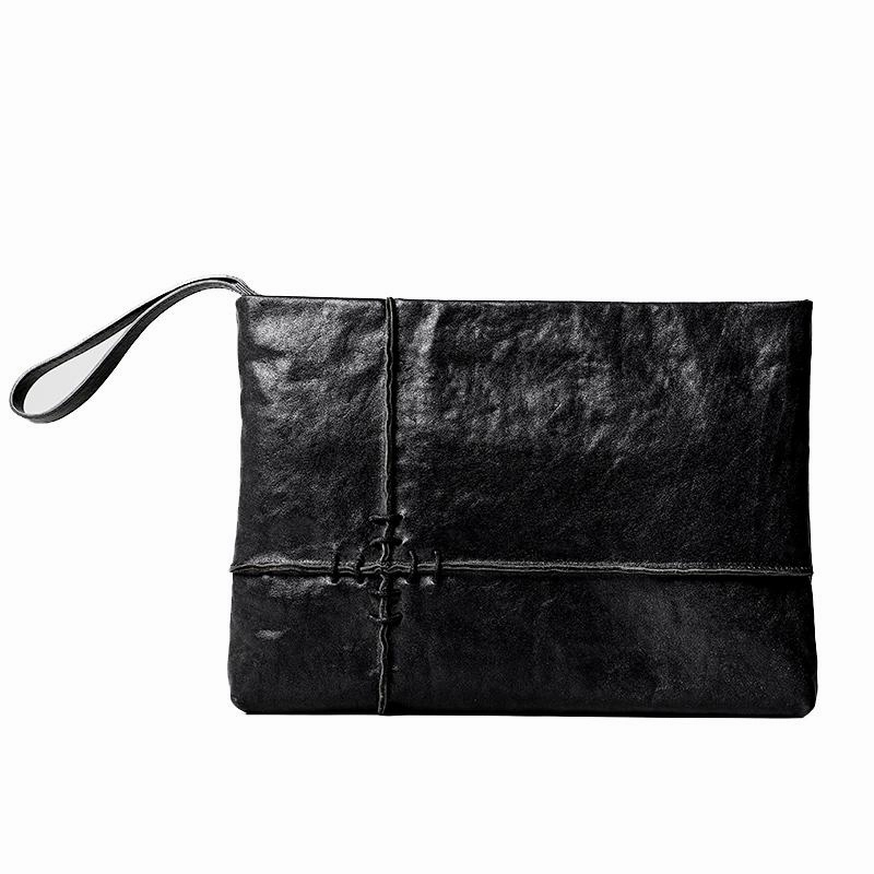 Fashion Leather Men's Black Envelope Clutch Wristlet Clutch Business Clutch For Men