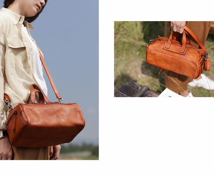 Fashion Soft Tan Womens Leather Handbag Brown Square Shoulder Bag Handbag Purse for Ladies