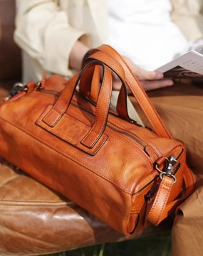 Fashion Soft Tan Womens Leather Handbag Brown Square Shoulder Bag Handbag Purse for Ladies