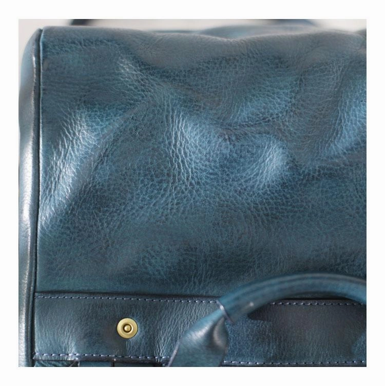 Fashion Women's Blue Leather Top Handle Satchel Handbag Brown Shoulder Bag Satchel Crossbody Purse