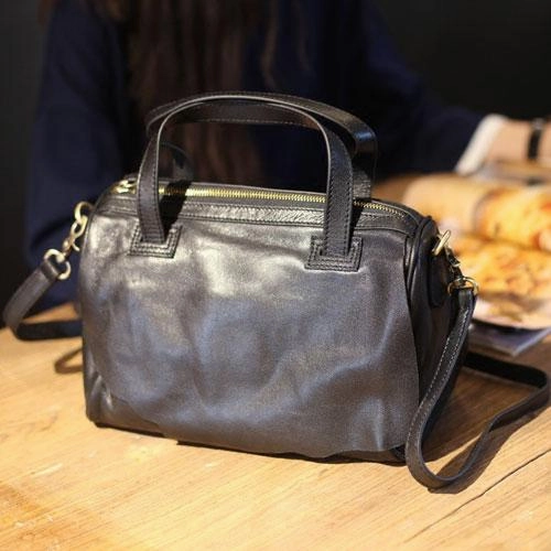 Fashion WOmens Black Leather Handbag Purses Black Leather Work Handbags Shoulder Bag for Ladies