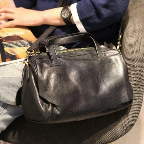 Fashion WOmens Black Leather Handbag Purses Black Leather Work Handbags Shoulder Bag for Ladies