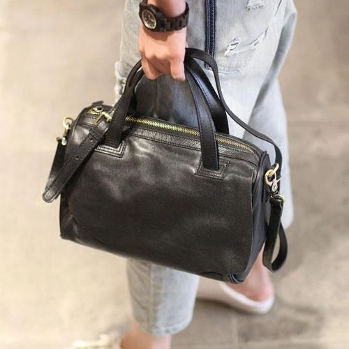 Fashion WOmens Black Leather Handbag Purses Black Leather Work Handbags Shoulder Bag for Ladies
